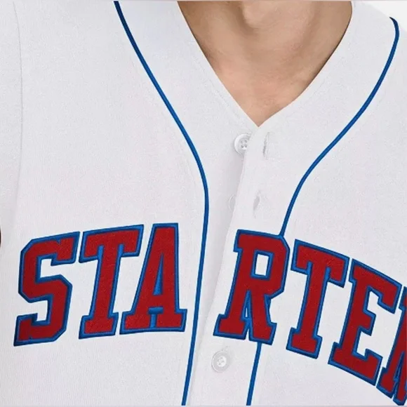 Starter Men's Logo Embroidered Sleeveless Button-Down Baseball Jersey White- NWT - Picture 3 of 5